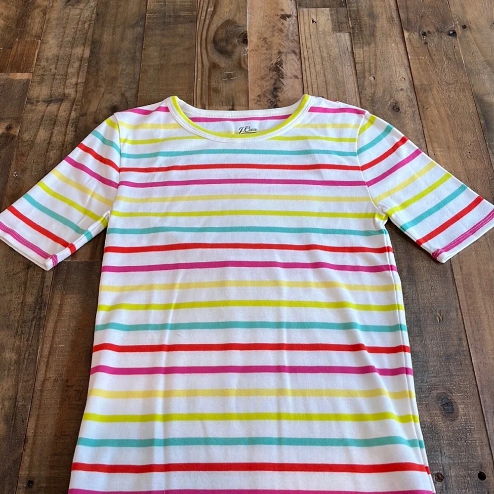 J. Crew Slim Perfect t-shirt in Rainbow Stripe, size S, NWT - Picture 3 of 5